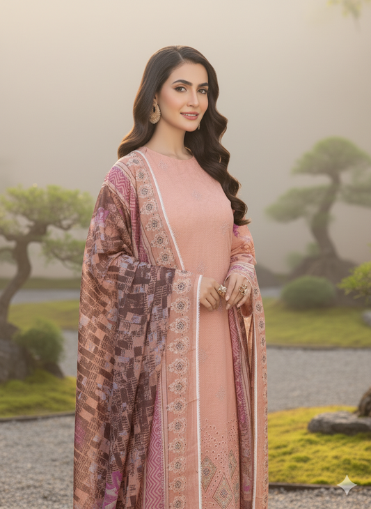 Peach Light with Pink– The Premium Lawn