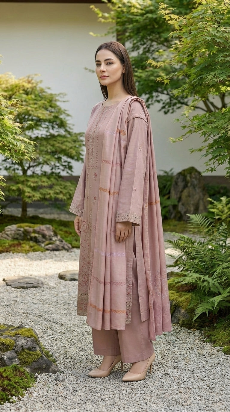 Dusty Rose - 3pc Unstitched