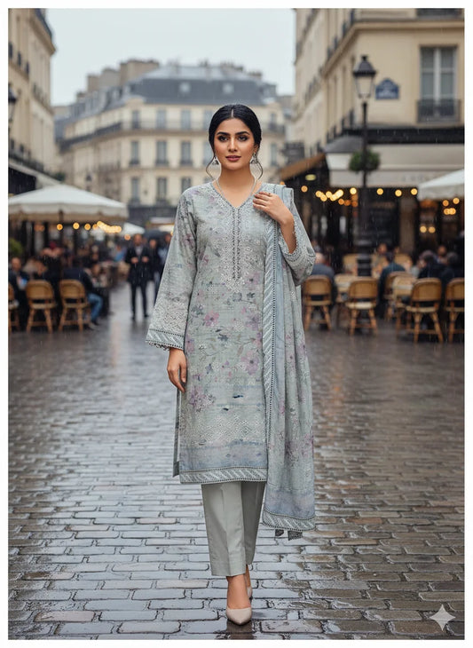 Slate Promenade – Luxury Floral Lawn