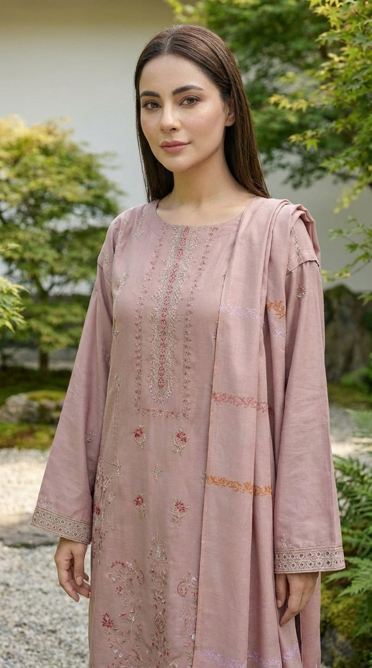 Dusty Rose - 3pc Unstitched